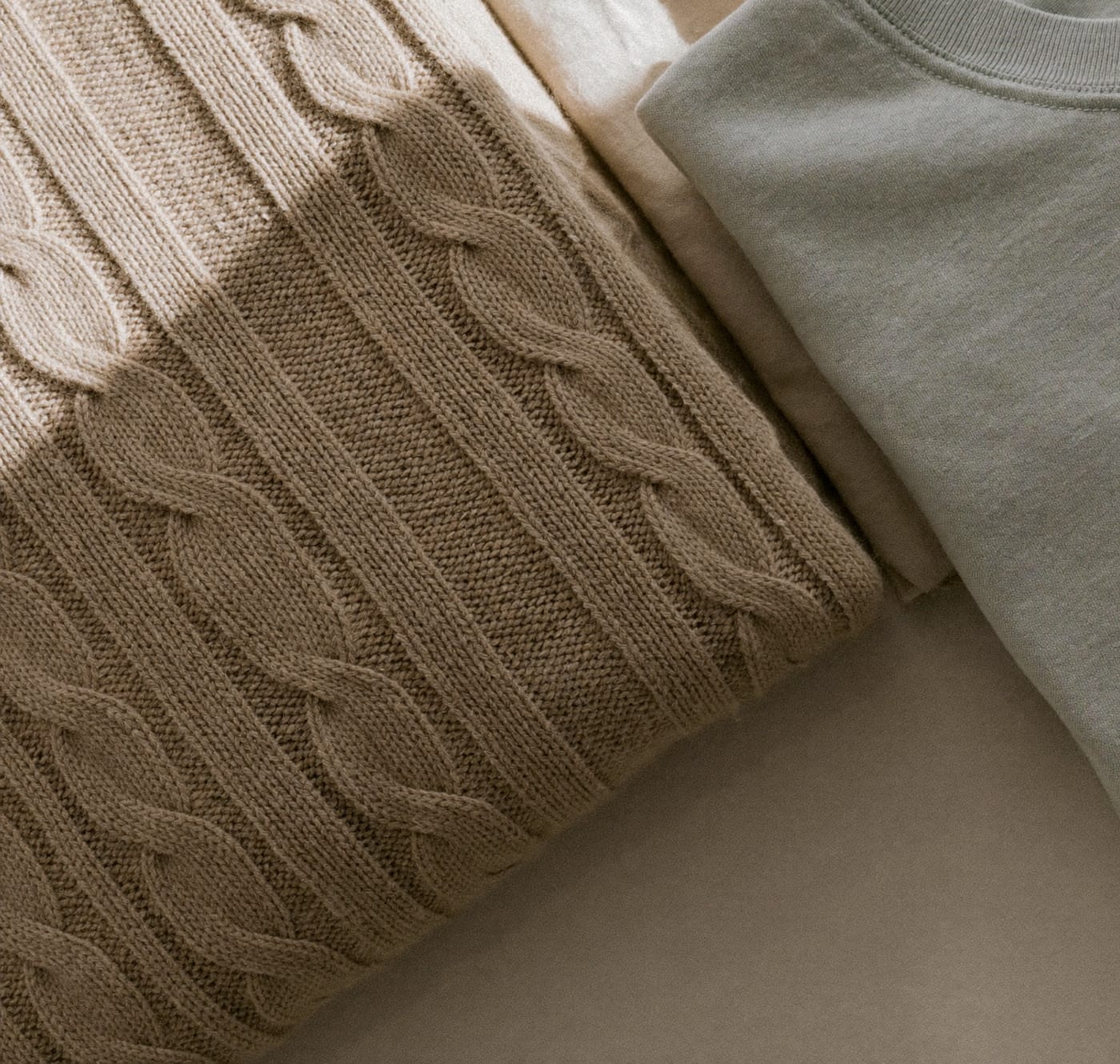 Close detail of a knitted sweater